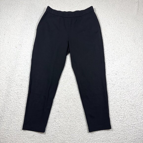 Eileen Fisher Petite Small Black Stretch Jersey Knit Comfy Ankle Pants Pull On - Picture 1 of 6